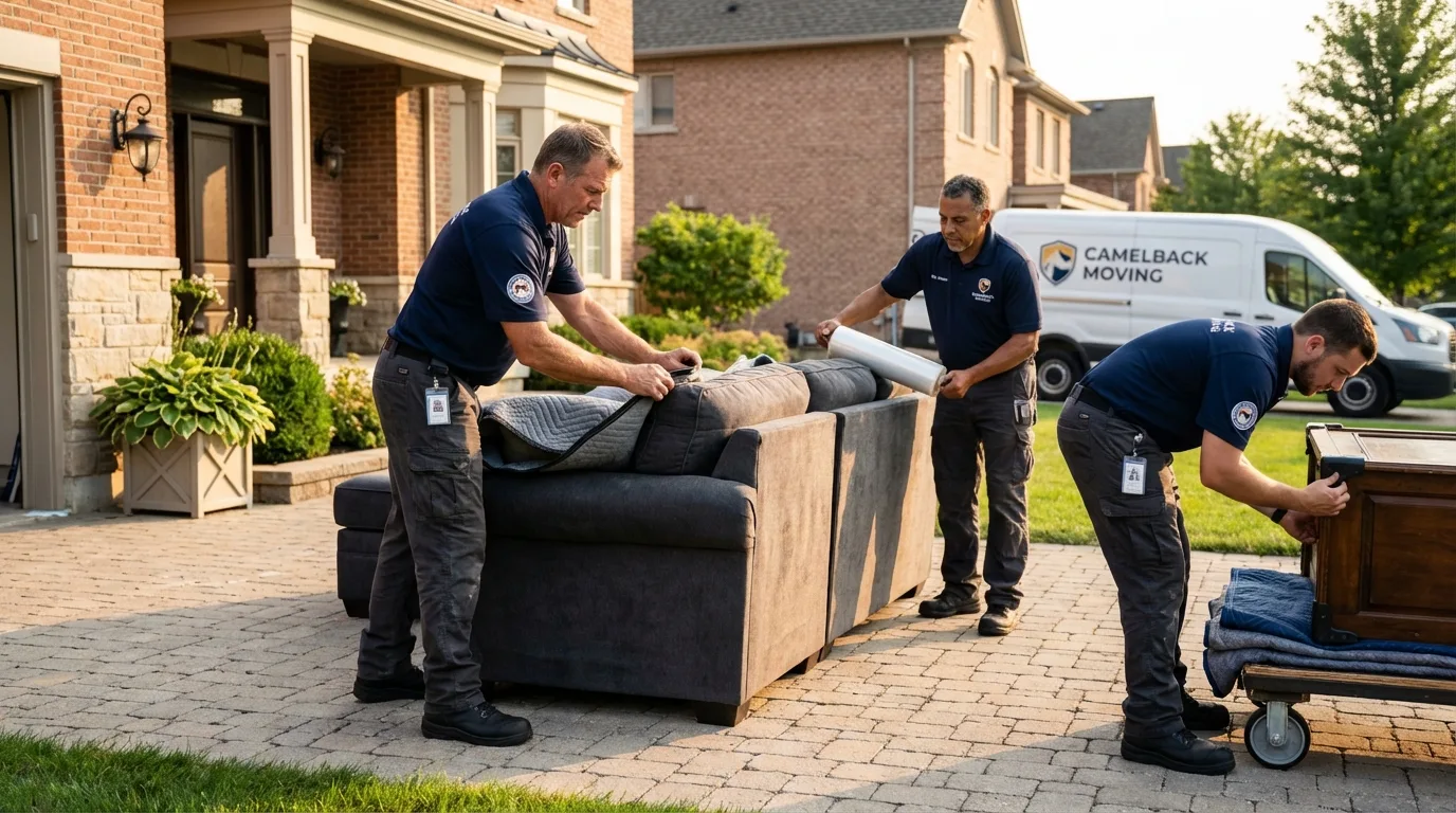 Large estate moving crew wrapping furniture in Wink, TX